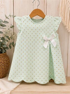 Tahari Mint Polka Dot Dress with Bow size 5T
